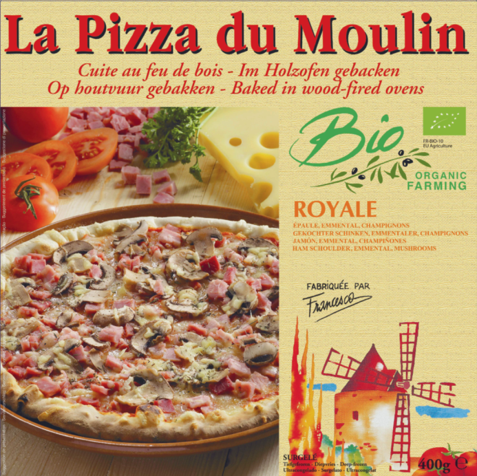 La Pizza du Moulin pizza royale(épaule, emmental, champignon) bio 400g